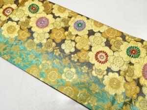 桜に梅模様織り出し　振袖用袋帯